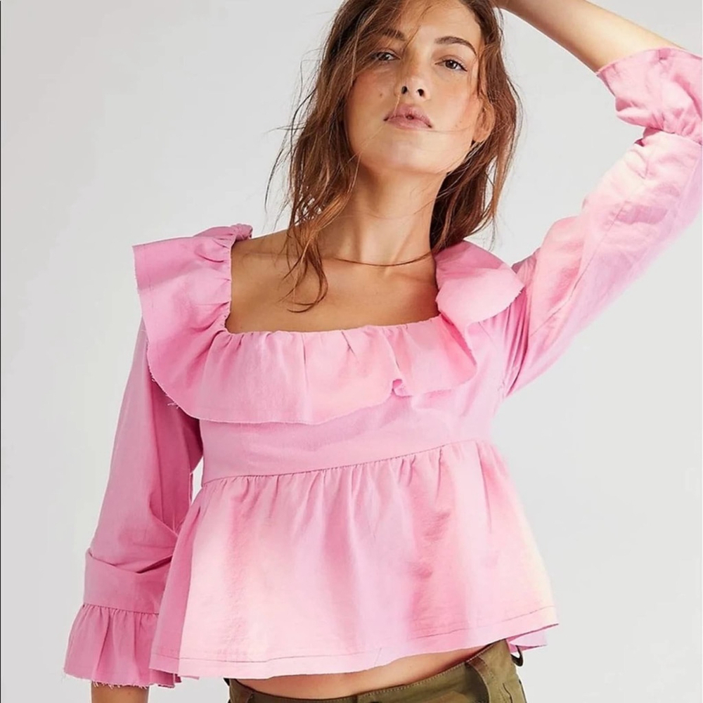 Free People Tulla Babydoll Blouse Top Size XSmall